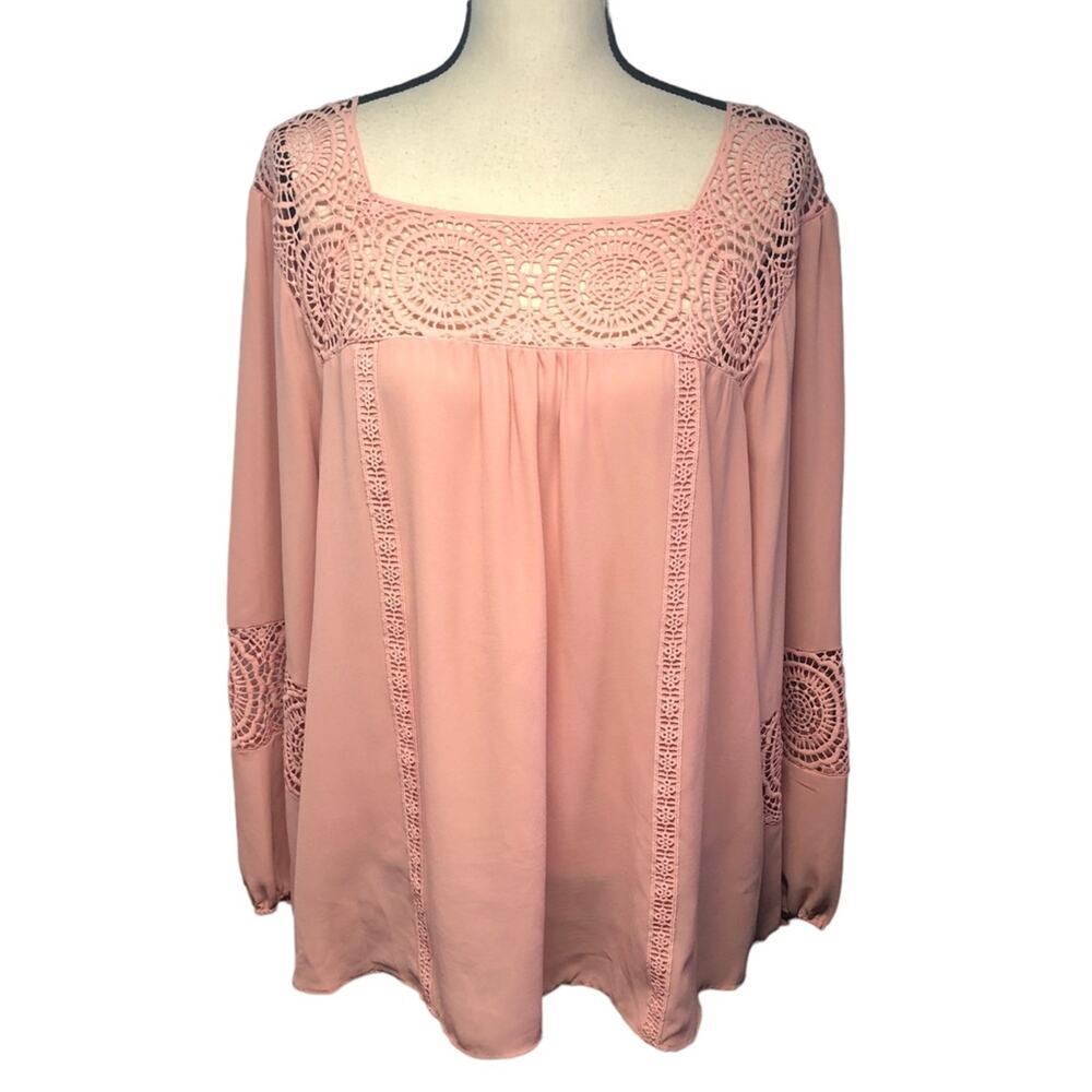 Zac & Rachel dusty rose boho blouse XL
